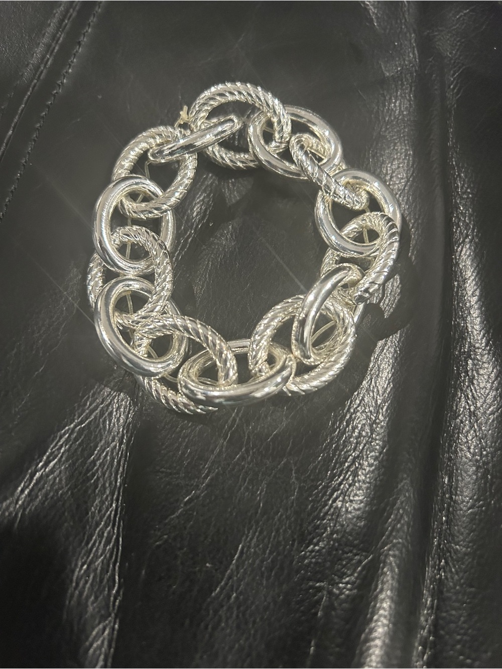 Silver-Link Statement Bracelet - Elegant Women’s Jewelry stretch